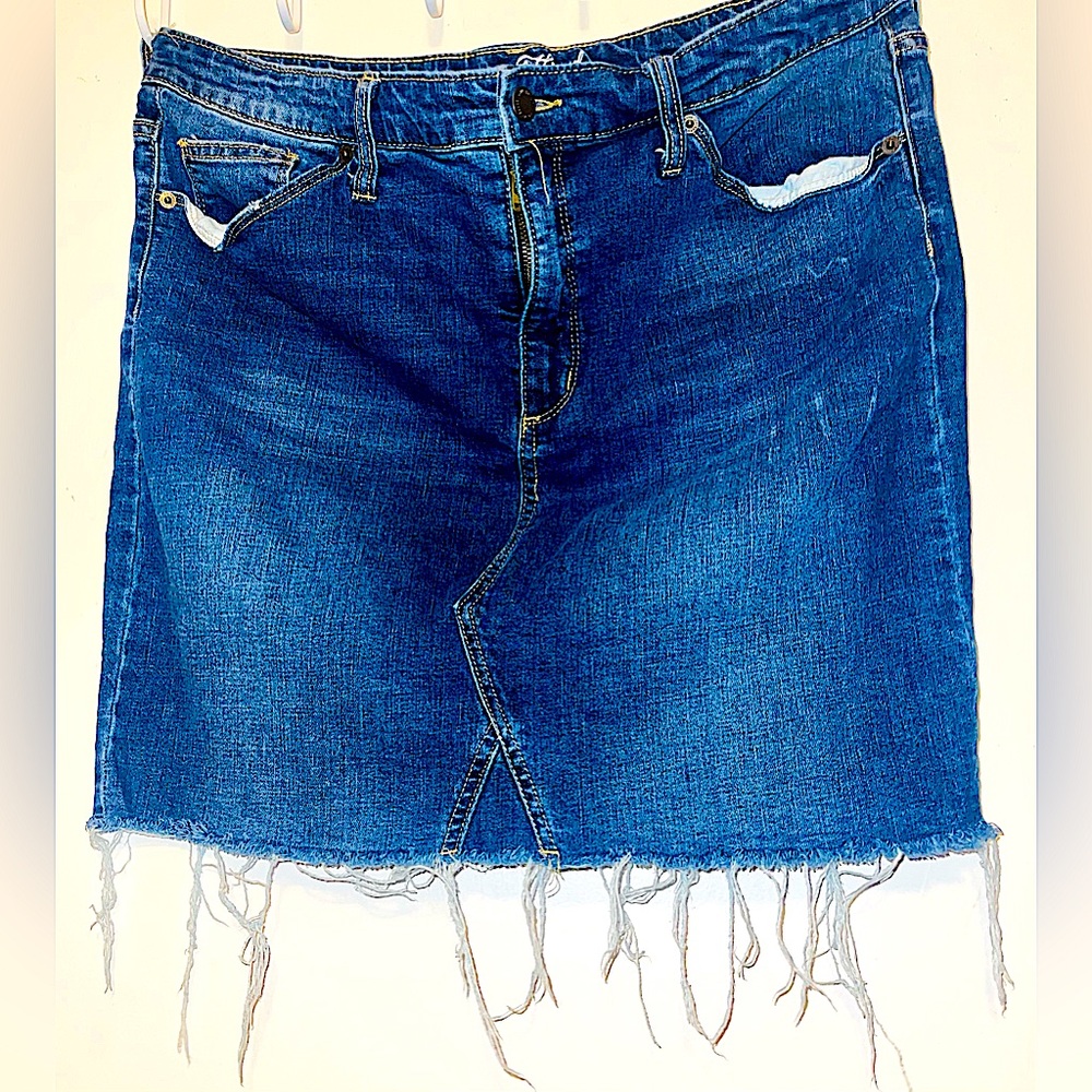 Universal Thread Distressed Hem Jean Skirt